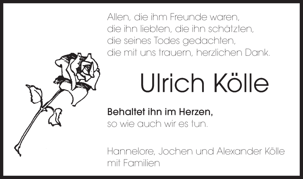  Traueranzeige für Ulrich Kölle vom 11.11.2023 aus Bietigheimer Zeitung