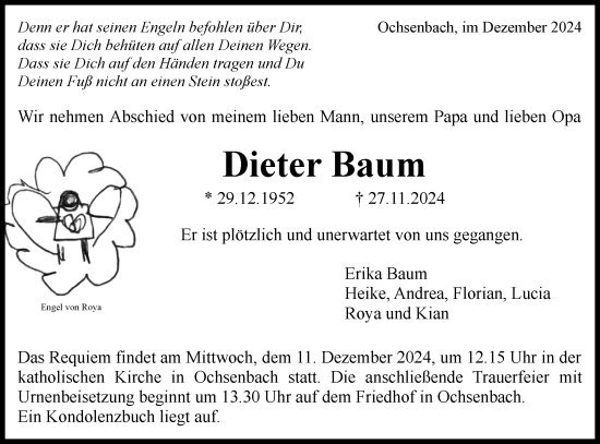 Traueranzeige von Dieter Baum von Bietigheimer Zeitung