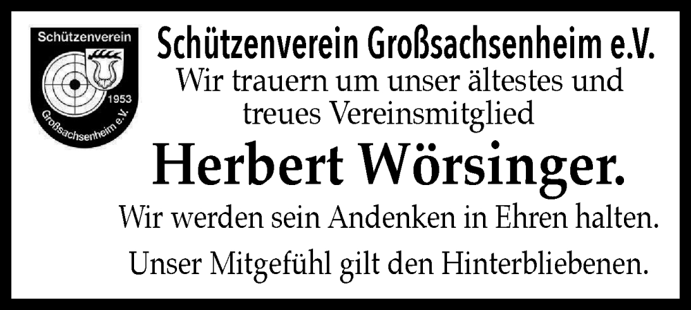  Traueranzeige für Herbert Wörsinger vom 16.02.2024 aus Bietigheimer Zeitung