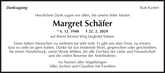 Traueranzeige von Margret Schäfer von Bietigheimer Zeitung