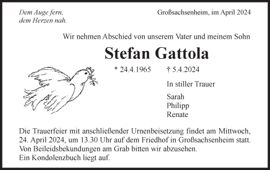 Traueranzeige von Stefan Gattola von Bietigheimer Zeitung