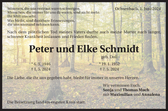 Traueranzeige von Elke Schmidt von Bietigheimer Zeitung