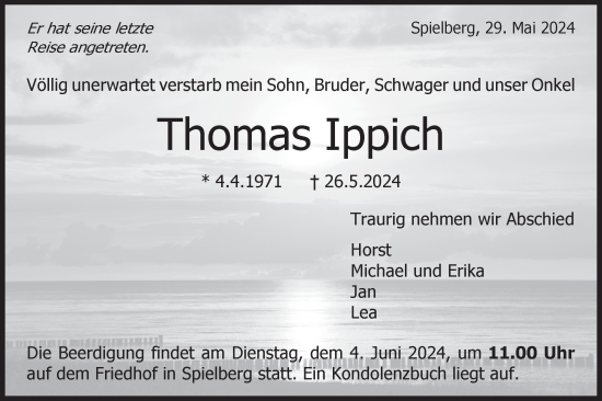 Traueranzeige von Thomas Ippich von Bietigheimer Zeitung