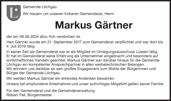 Traueranzeige von Markus Gärtner von Bietigheimer Zeitung