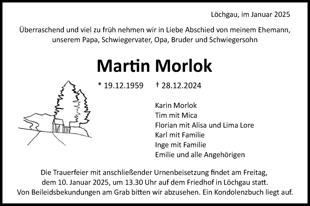  Traueranzeige für Martin Morlok vom 08.01.2025 aus Bietigheimer Zeitung