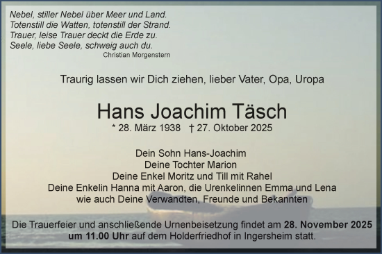 Traueranzeige von Hans Joachim Täsch von Bietigheimer Zeitung