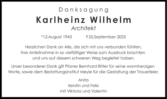 Traueranzeige von Karlheinz Wilhelm von Bietigheimer Zeitung