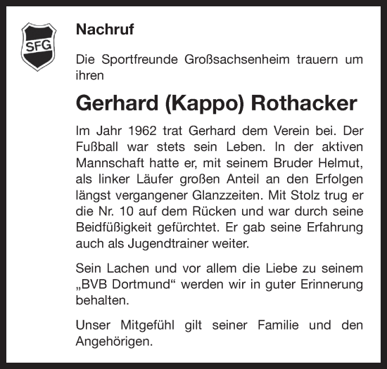 Traueranzeige von Gerhard Rothacker von Bietigheimer Zeitung