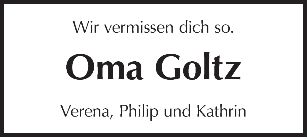  Traueranzeige für Goltz  vom 24.02.2025 aus Bietigheimer Zeitung