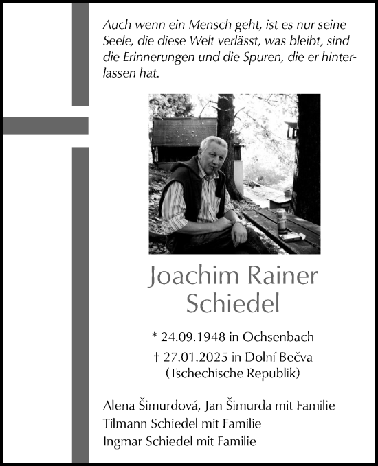 Traueranzeige von Joachim Rainer Schiedel von Bietigheimer Zeitung