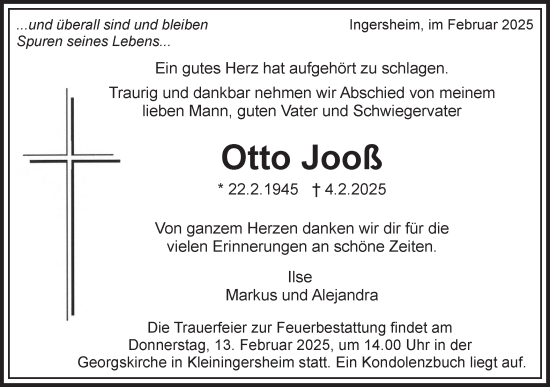 Traueranzeige von Otto Jooß von Bietigheimer Zeitung