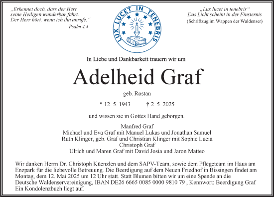 Traueranzeige von Adelheid Graf von Bietigheimer Zeitung