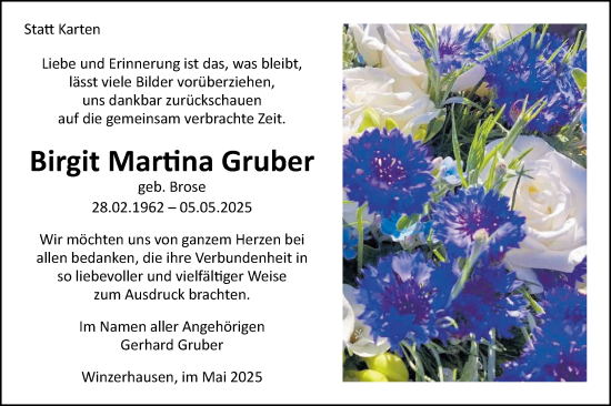 Traueranzeige von Birgit Martina Gruber von Bietigheimer Zeitung