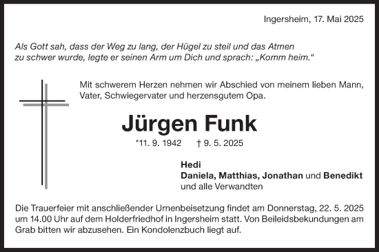Traueranzeige von Jürgen Funk von Bietigheimer Zeitung