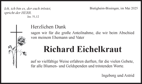 Traueranzeige von Richard Eichelkraut von Bietigheimer Zeitung