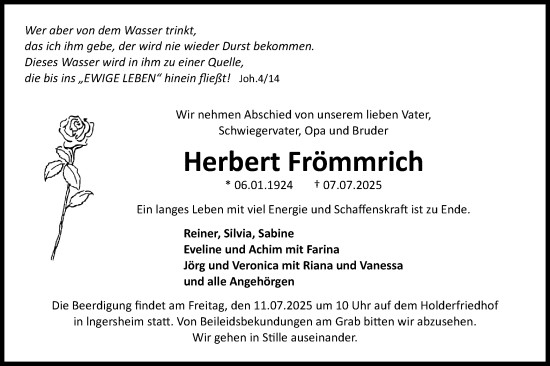 Traueranzeige von Herbert Frömmrich von Bietigheimer Zeitung
