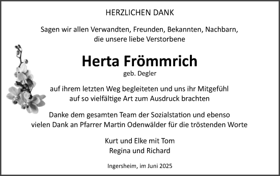 Traueranzeige von Herta Frömmrich von Bietigheimer Zeitung
