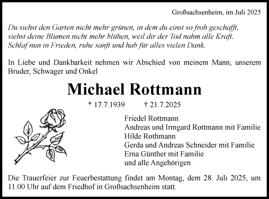 Traueranzeige von Michael Rottmann von Bietigheimer Zeitung