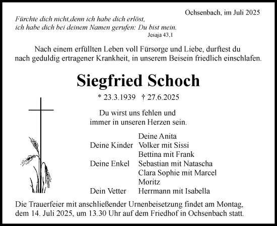 Traueranzeige von Siegfried Schoch von Bietigheimer Zeitung