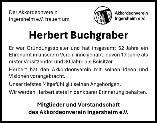 Traueranzeige von Herbert Buchgraber von Bietigheimer Zeitung