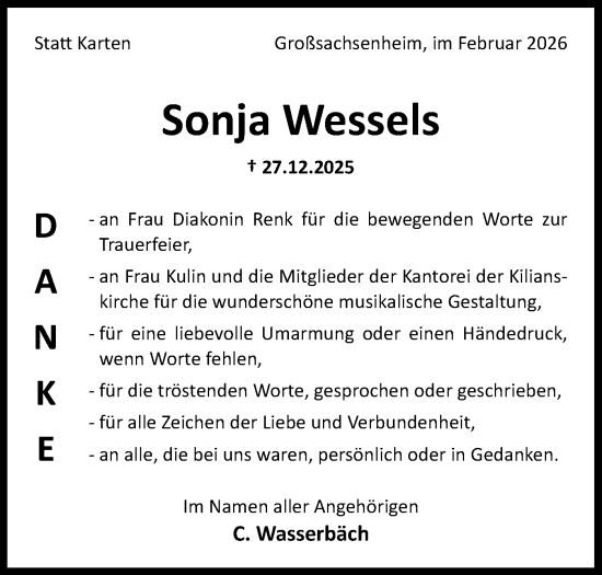 Traueranzeige von Sonja Wessels von Bietigheimer Zeitung