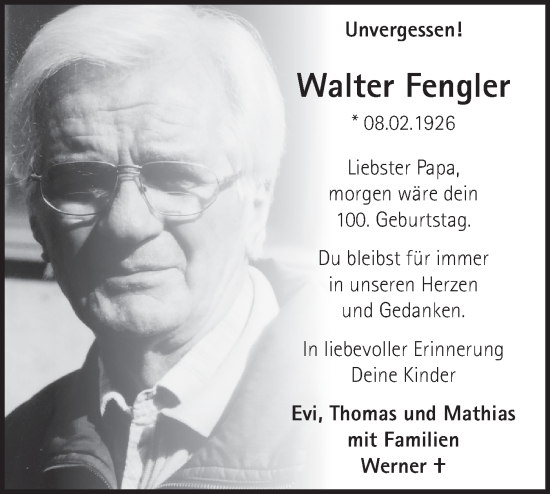 Traueranzeige von Walter Fengler von Bietigheimer Zeitung