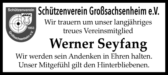 Traueranzeige von Werner Seyfang von Bietigheimer Zeitung